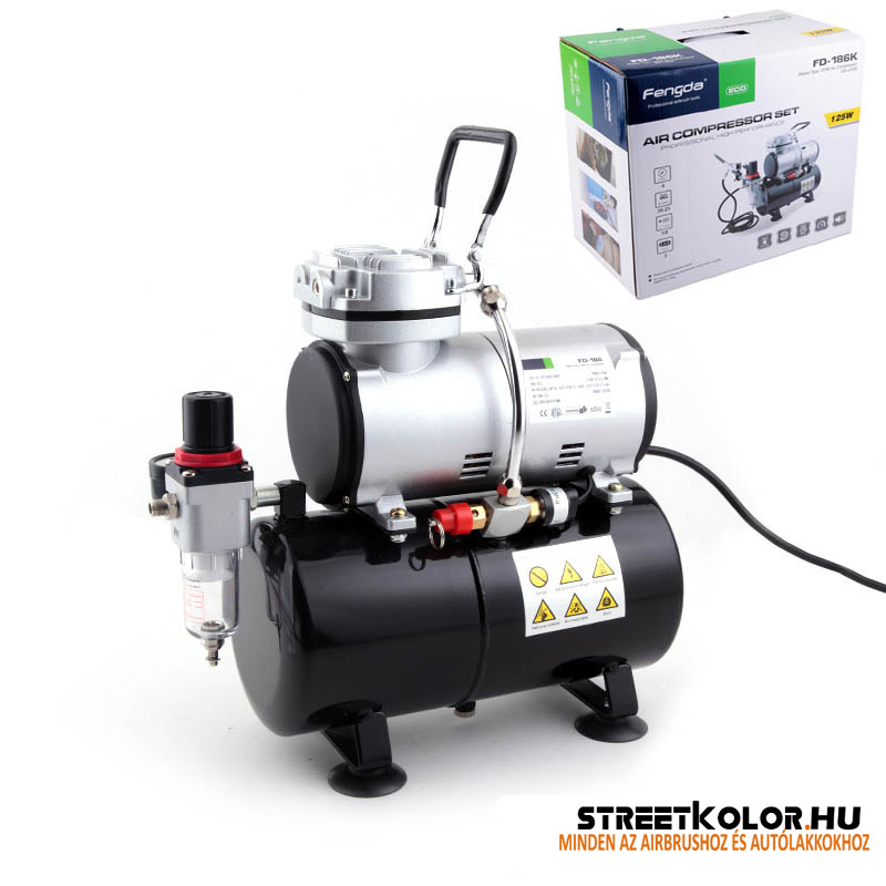 FENGDA FD-186 airbrush kompresszor 3l légtartállyal