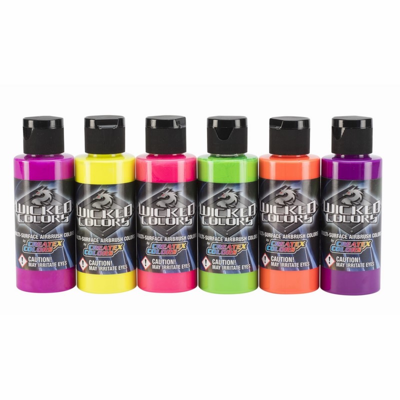 Wicked fluoreszkáló airbrush festék készlet, 6x60ml (W103-00)