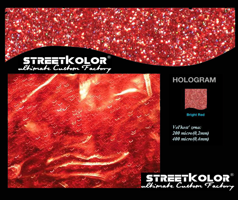 Világospiros hologram, 100 gramm, 200 micro=0,2mm