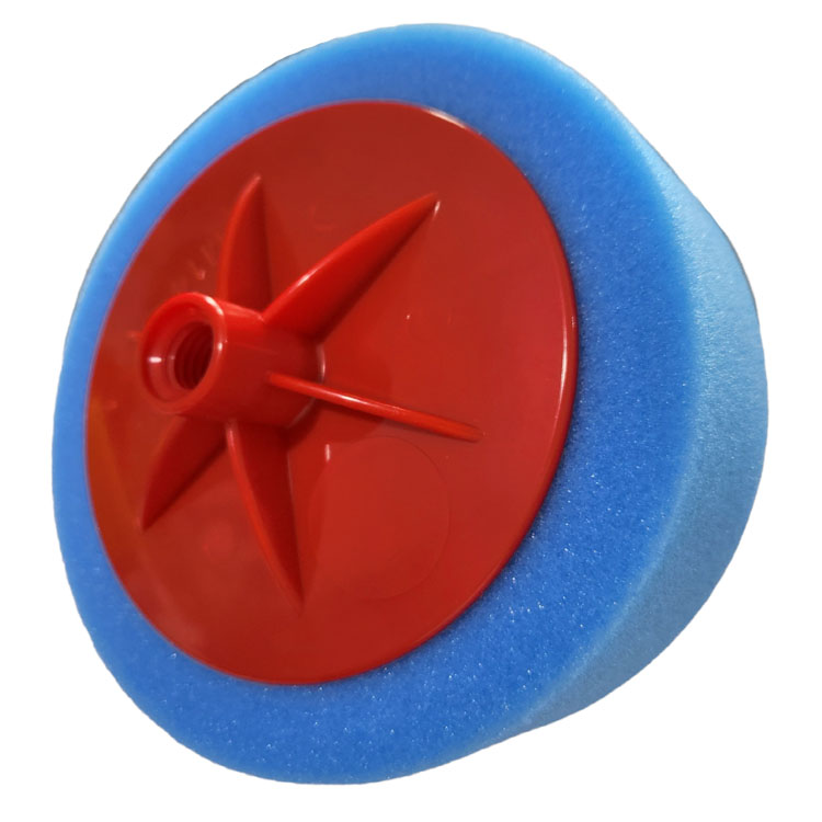 Kék rovátkázott polírozószivacs M14 menettel, Ø 150mm, vastagság 5 cm