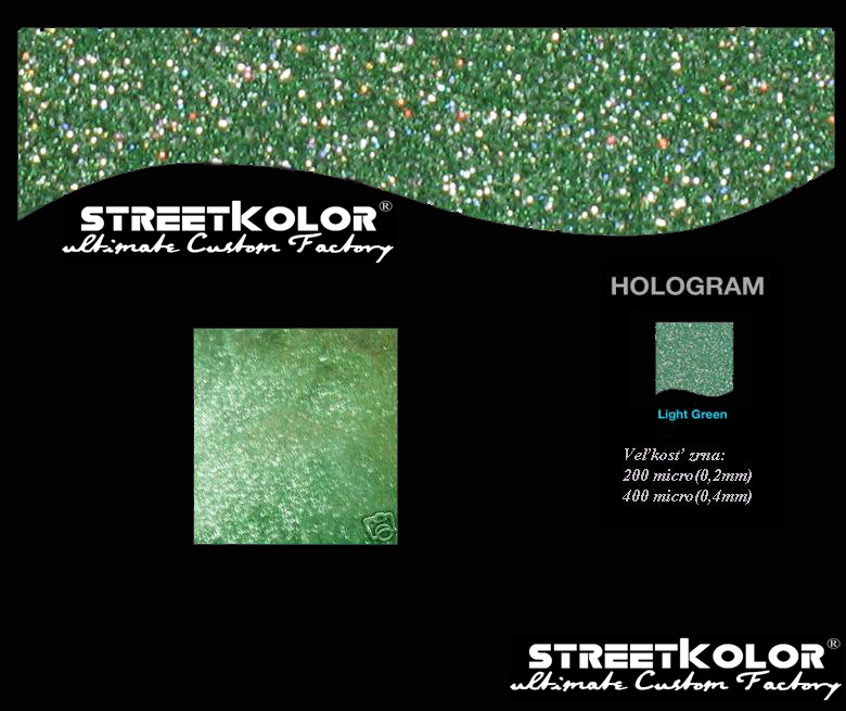 Világoszöld hologram, 100 gramm, 200 micro=0,2mm