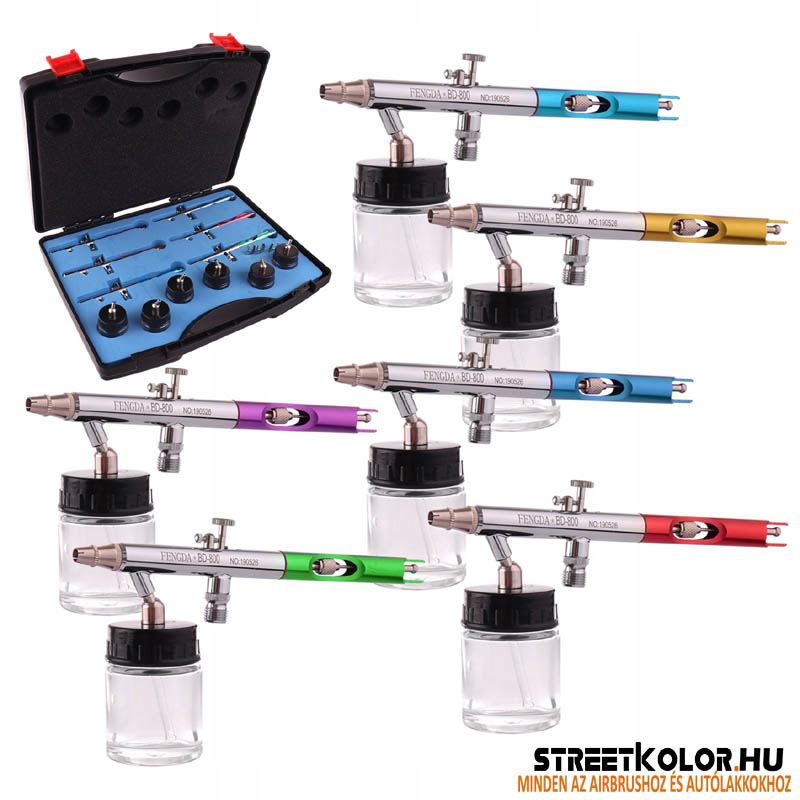 BD-810 Airbrush készlet, 6 x BD-800 airbrush pisztoly