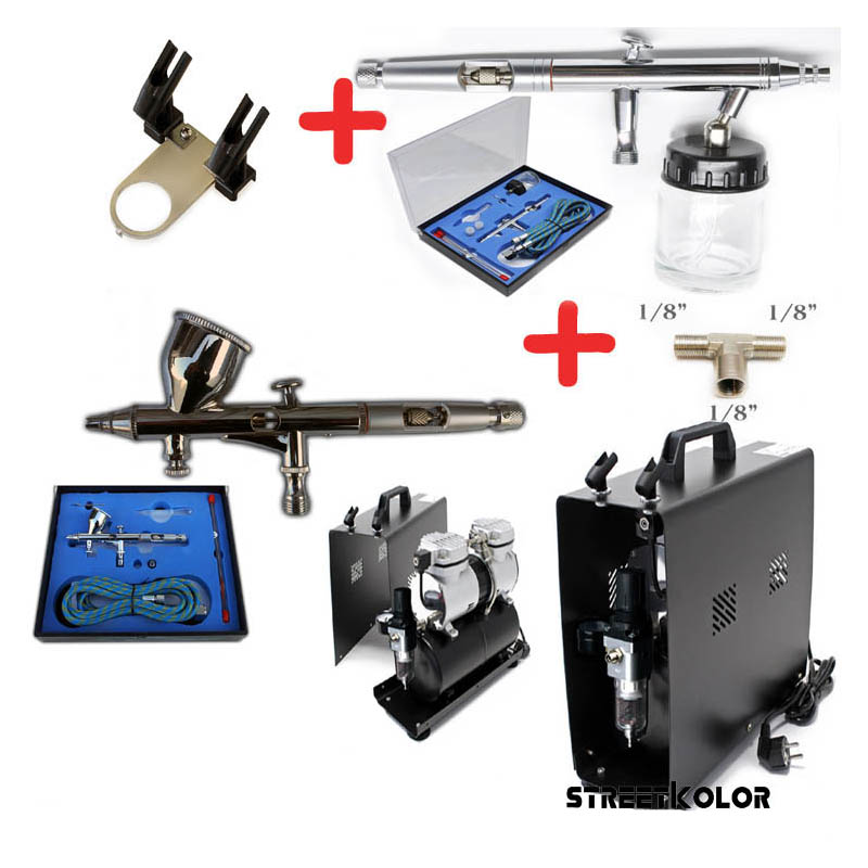 FENGDA airbrush szett: AS-196A kompresszor + BD-180K pisztoly + BD-182K pisztoly