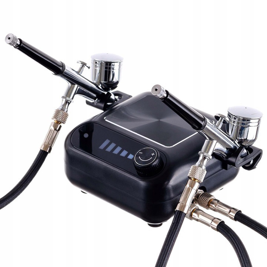 Airbrush készlet OCTAGON HSA10K BLACK kompresszorral és két airbrush pisztollyal 0,3 mm-es fúvókával