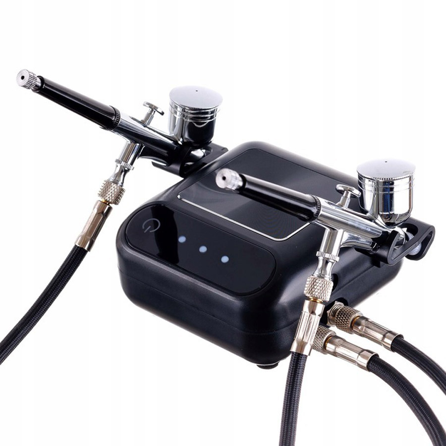 Airbrush készlet OCTAGON HSA9K BLACK kompresszorral és két airbrush pisztollyal 0,3 mm-es fúvókával