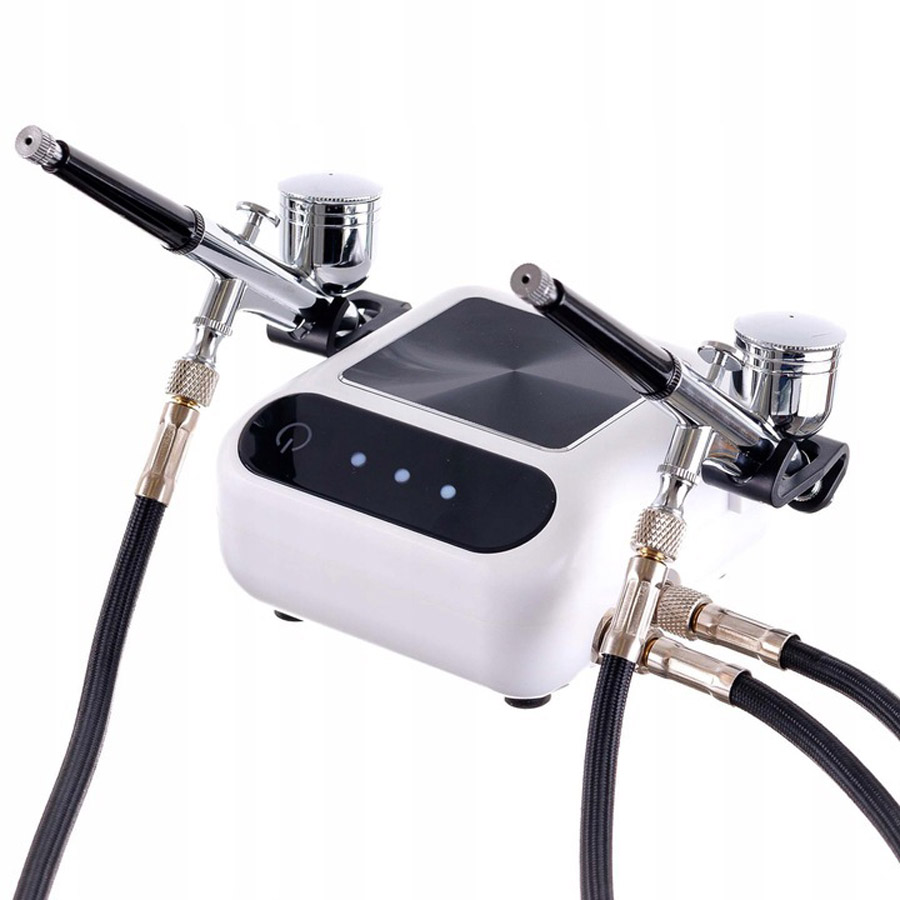 Airbrush készlet OCTAGON HSA9K WHITE kompresszorral és két airbrush pisztollyal 0,3 mm-es fúvókával