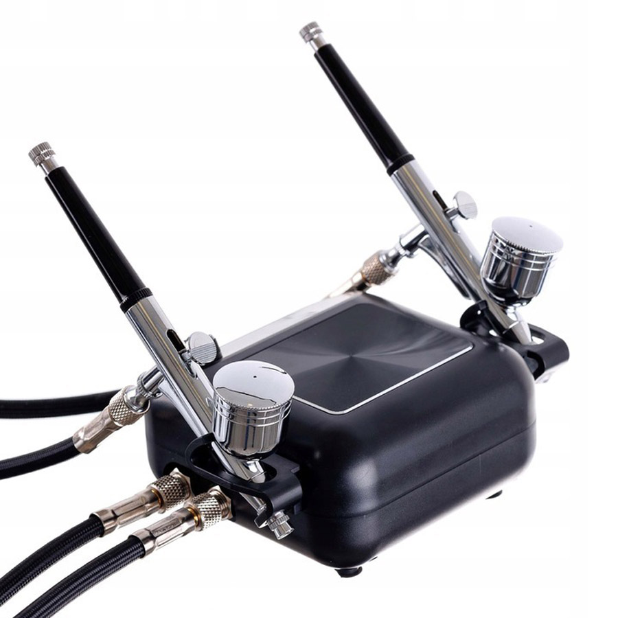 Airbrush készlet OCTAGON HSA10K BLACK kompresszorral és két airbrush pisztollyal 0,3 mm-es fúvókával