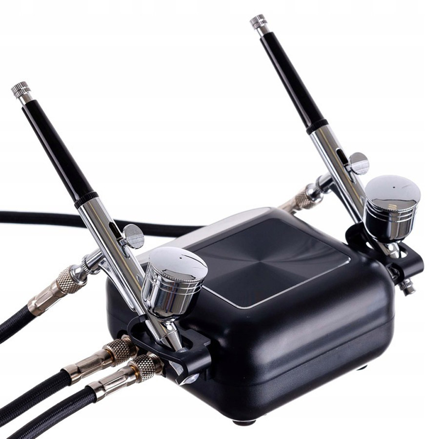 Airbrush készlet OCTAGON HSA9K BLACK kompresszorral és két airbrush pisztollyal 0,3 mm-es fúvókával