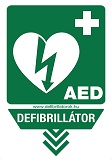 Defibrillátor jelző műanyag tábla Defibrillátor felirattal