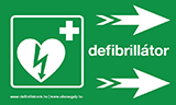 Defibrillátor jelző műanyag tábla nyíl jobbra/fekvő 