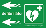 Defibrillátor jelző műanyag tábla nyíl balra/fekvő 