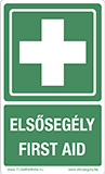 Elsősegélyhely jelző matrica "Elsősegély - First Aid" felirattal