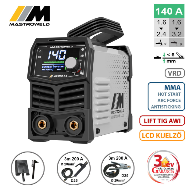Mastroweld NO STOP 2,5 LCD hegesztő inverter (MMA)