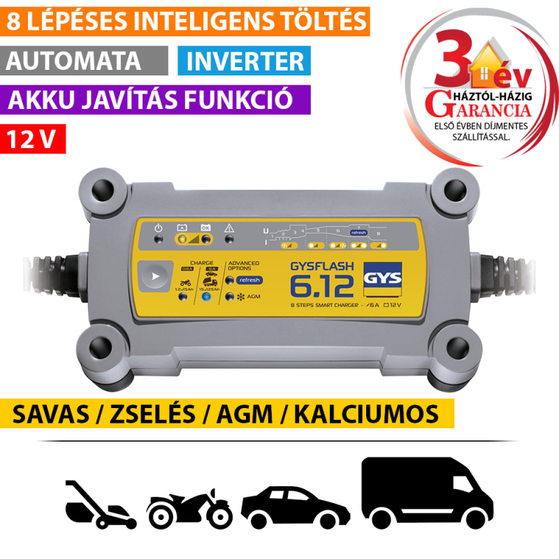 GYS Gysflash 6.12A akkutöltő