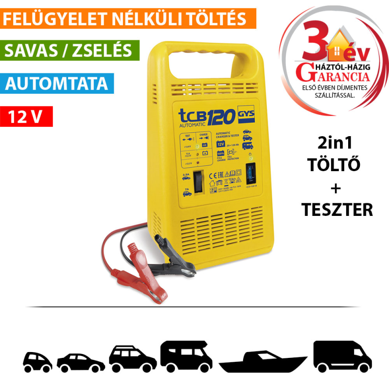 GYS TCB 120 automata akkumulátortöltő