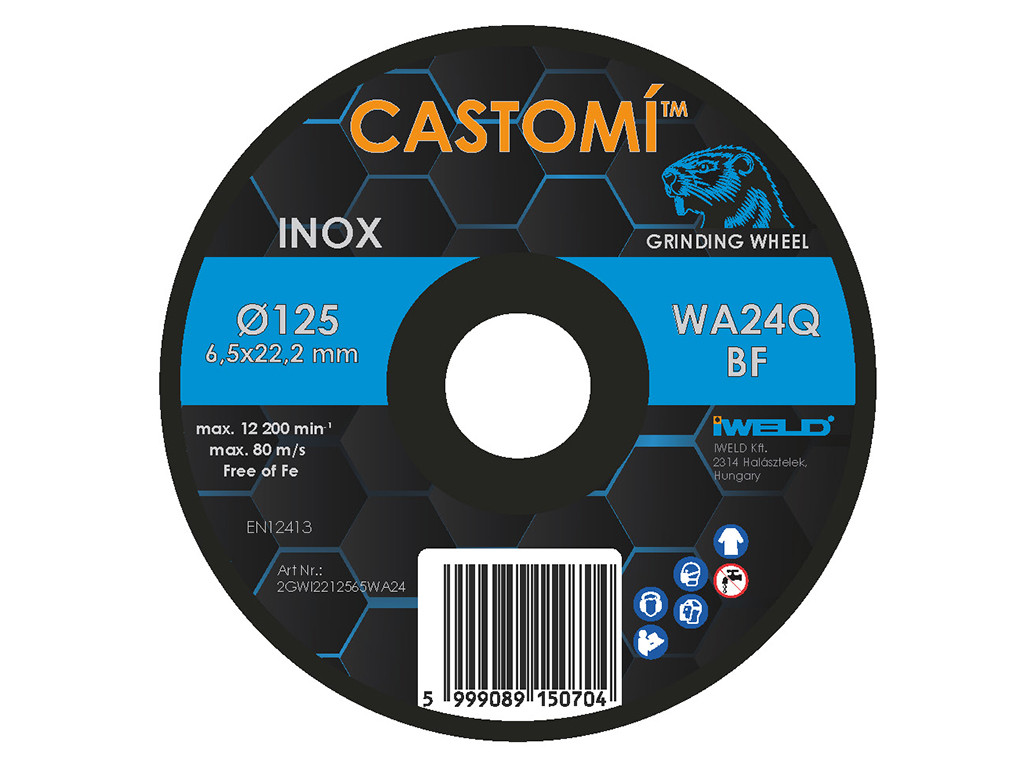 CASTOMÍ INOX tisztítókorong 125x6,5x22,2 WA24Q-BF