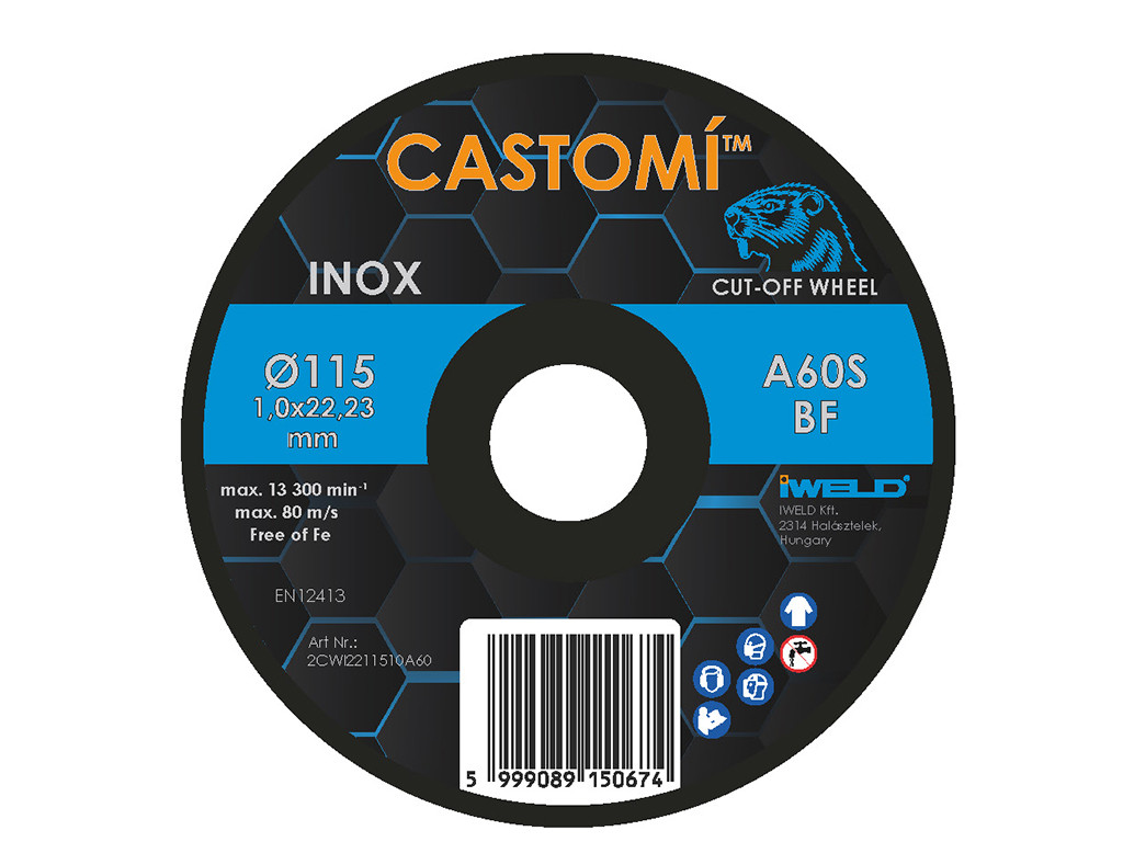 CASTOMÍ INOX vágókorong 115x1,0x22,2 A60S-BF