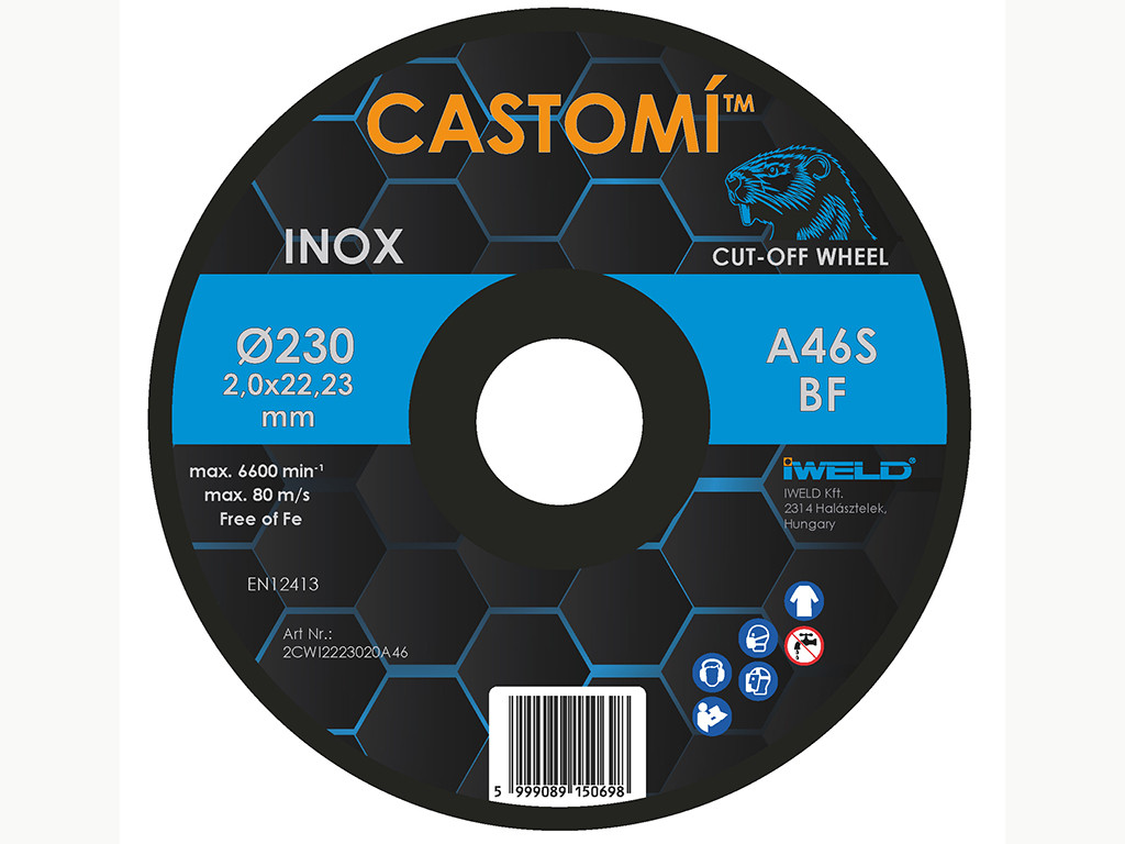 CASTOMÍ INOX vágókorong 230x2,0x22,2 A46S-BF