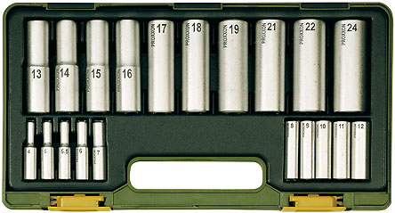 Proxxon 1/4"-1/2" 20 R. 4-24MM Hosszú dugókulcs készlet 23.292