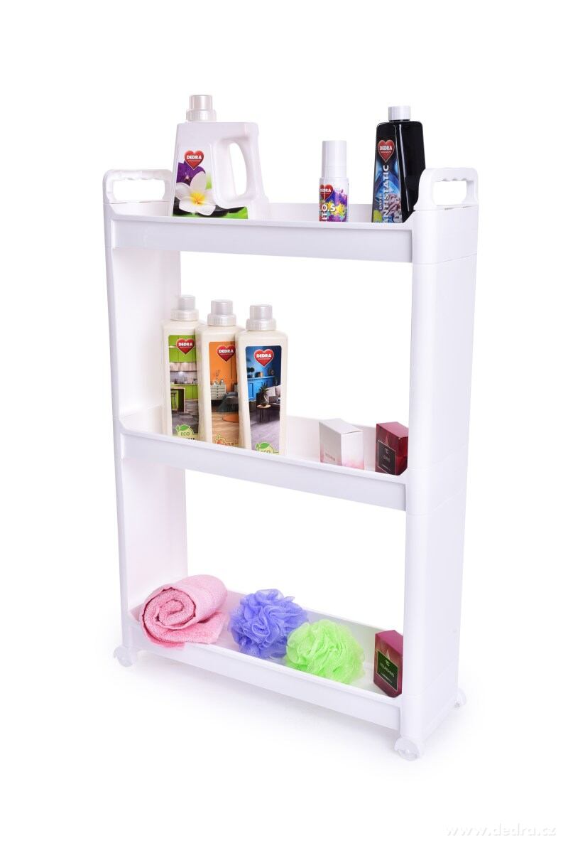 SLIM WHITE Műanyag gurulós tároló polc 3 szintes 81 cm