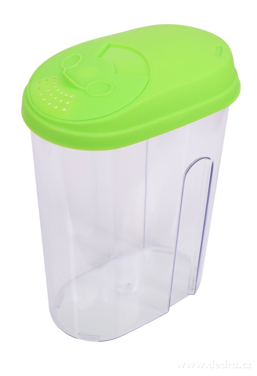 Élelmiszer tároló doboz adagoló nyílással 1700 ml - zöld