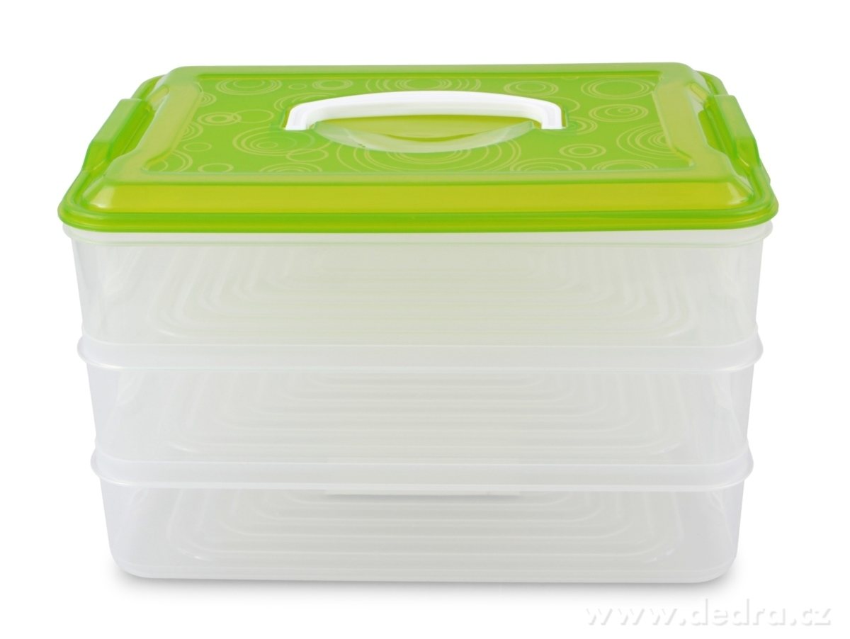 Ételtartó XXL 3 szintes 3x3500 ml - zöld