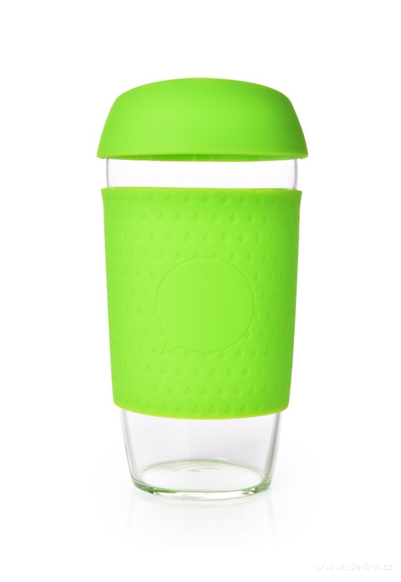 GoEco® KELIMERO® Üveg bögre szilikon pánntal és fedéllel 500 ml - zöld